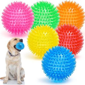 3.5” Squeaky Dog Toy Balls (6 Colors) Puppy Chew Toys for Teething, BPA Free Non-Toxic,  Dog Balls for Medium, Large & Small Dogs, Durable Toys for Aggressive Chewers